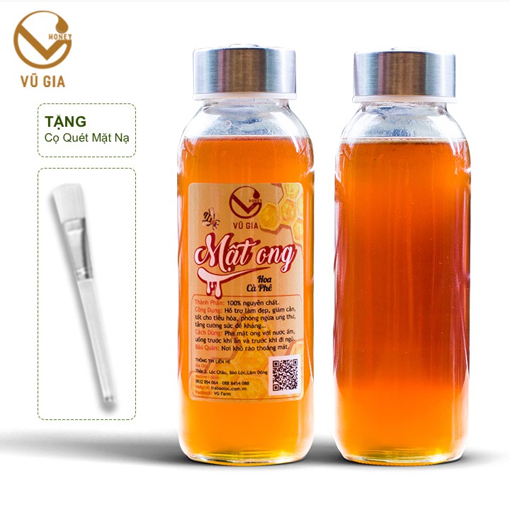 [Mã LTBAUAB14 giảm 7% đơn 99K] Mật Ong Hoa Cà Phê Nguyên Chất Vũ Gia 420gr + Tặng Cọ Quét Dưỡng Da