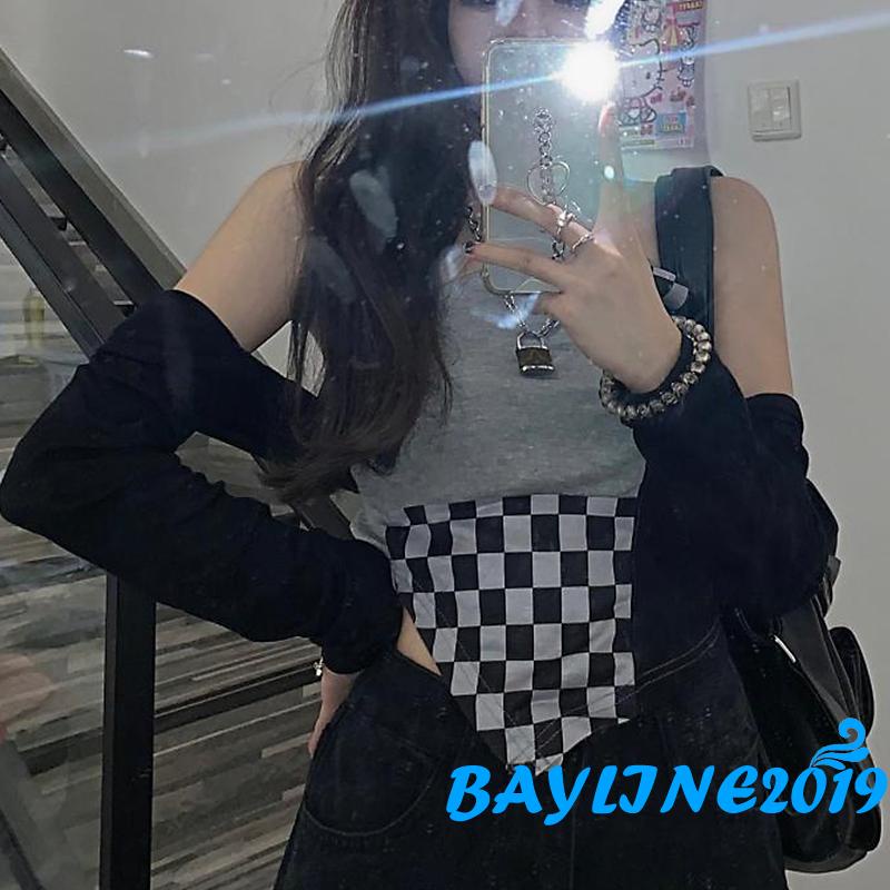 Áo croptop 2 dây kẻ sọc caro thời trang xuân hè quyến rũ cho nữ