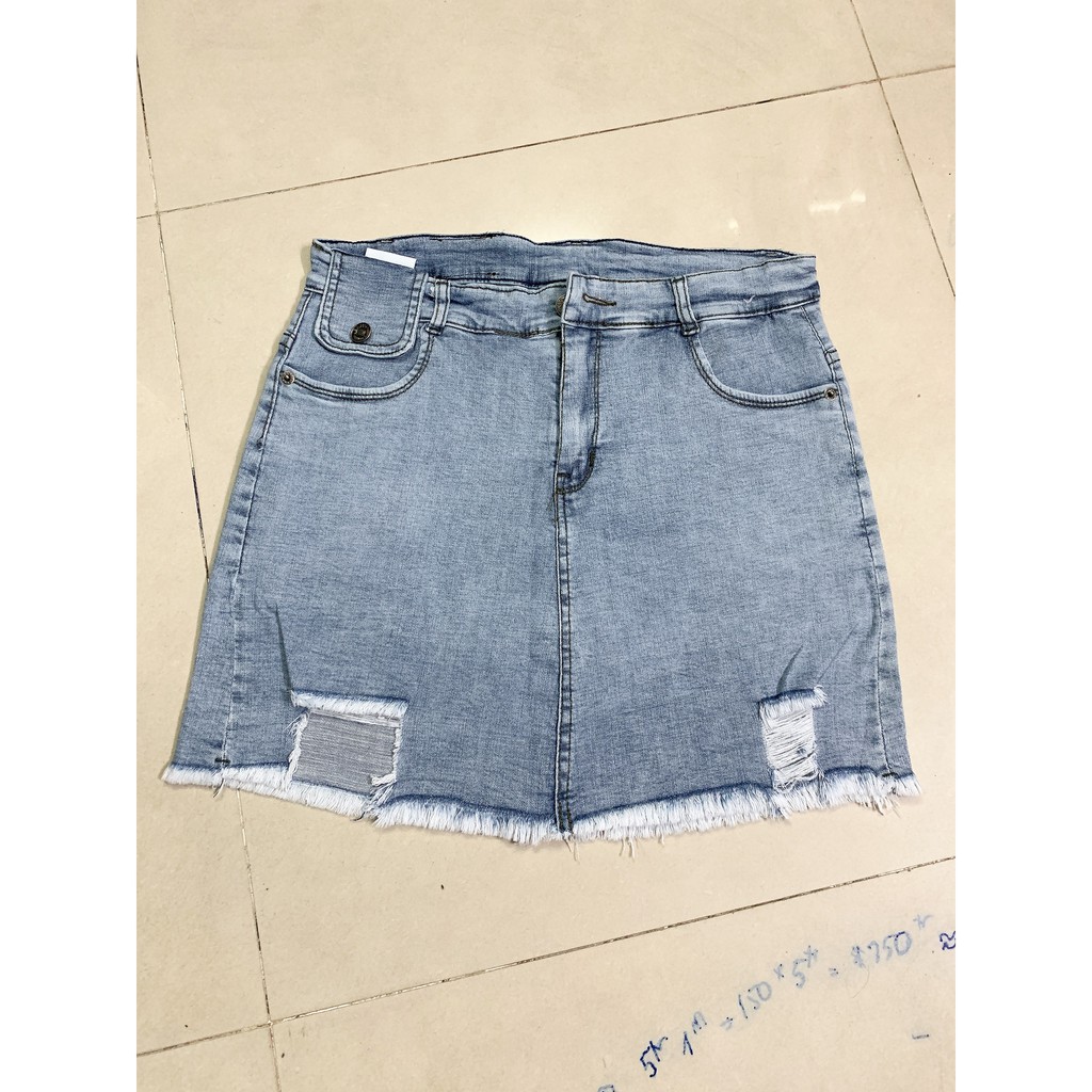 [ Mã FADIRECT20 giảm 20K đơn 150K] Quần váy jean BigSize lưng cao phom A nhẹ kèm túi nắp, co dãn mạnh màu xanh đá 3874 | BigBuy360 - bigbuy360.vn