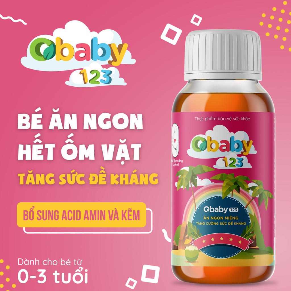 OBABY 123 - Siro Ăn ngon Ngủ ngon, Tăng hấp thu, Tăng cường đề kháng
