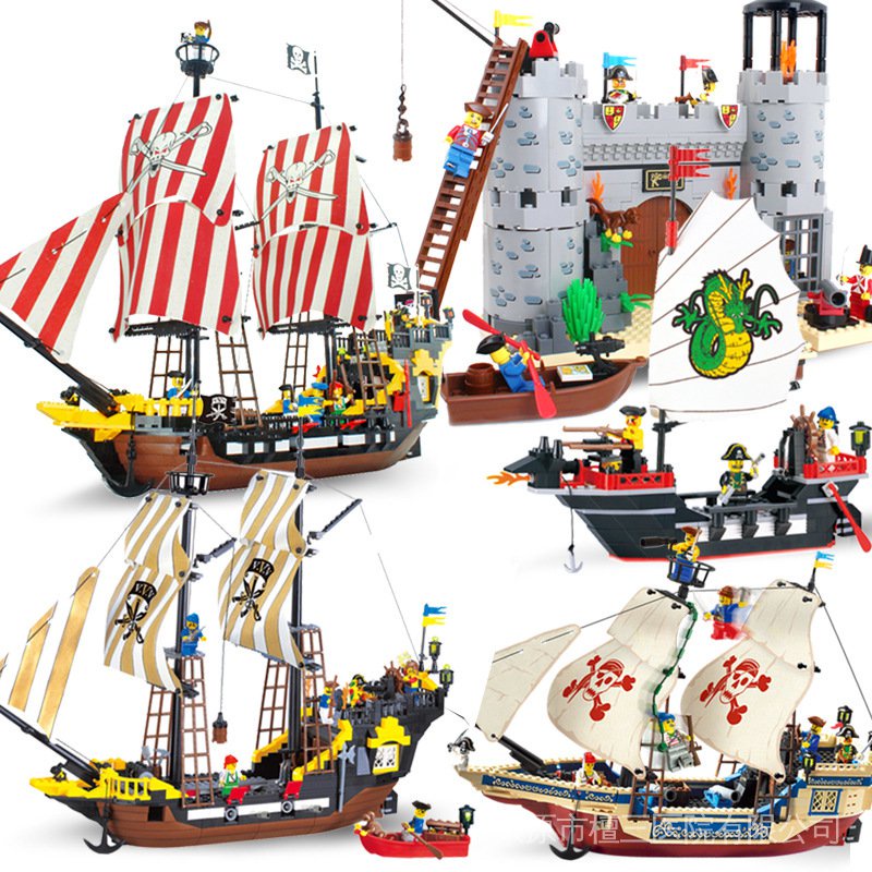 Đồ Chơi Lắp Ráp Lego Hình Tàu Cướp Biển Màu Đen Kích Thước Lớn Giáo Dục Cho Trẻ