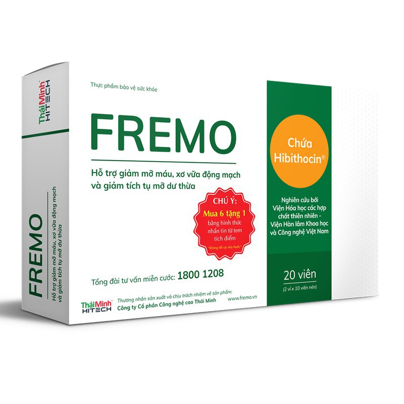 [CHÍNH HÃNG] FREMO - HỖ TRỢ GIẢM MỠ MÁU VÀ XƠ VỮA ĐỘNG MẠCH HỘP 20 VIÊN