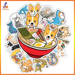 Set 50 cái Sticker Corgi dán mũ bảo hiểm, hình dán chó Corgi chống nước, decal hình Corgi trang trí vali, laptop, xe máy