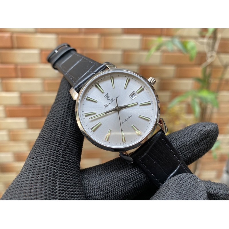 Đồng hồ nam dây da mặt kính sapphire chống xước Olym Pianus OP130-03MS-GL trắng