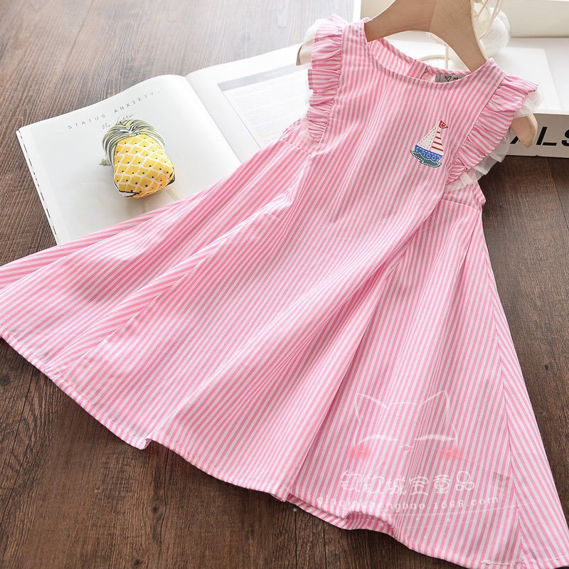 Váy Xòe Dáng Chữ A Màu Hồng Chất Kate Cho Bé Gái 14-16kg