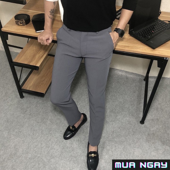 Quần âu nam dáng côn mặc công sở cao cấp, vải co giãn thoải mái