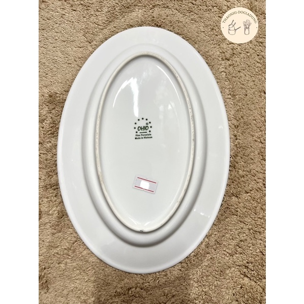 Đĩa 10 bầu dục sứ trắng Ohio