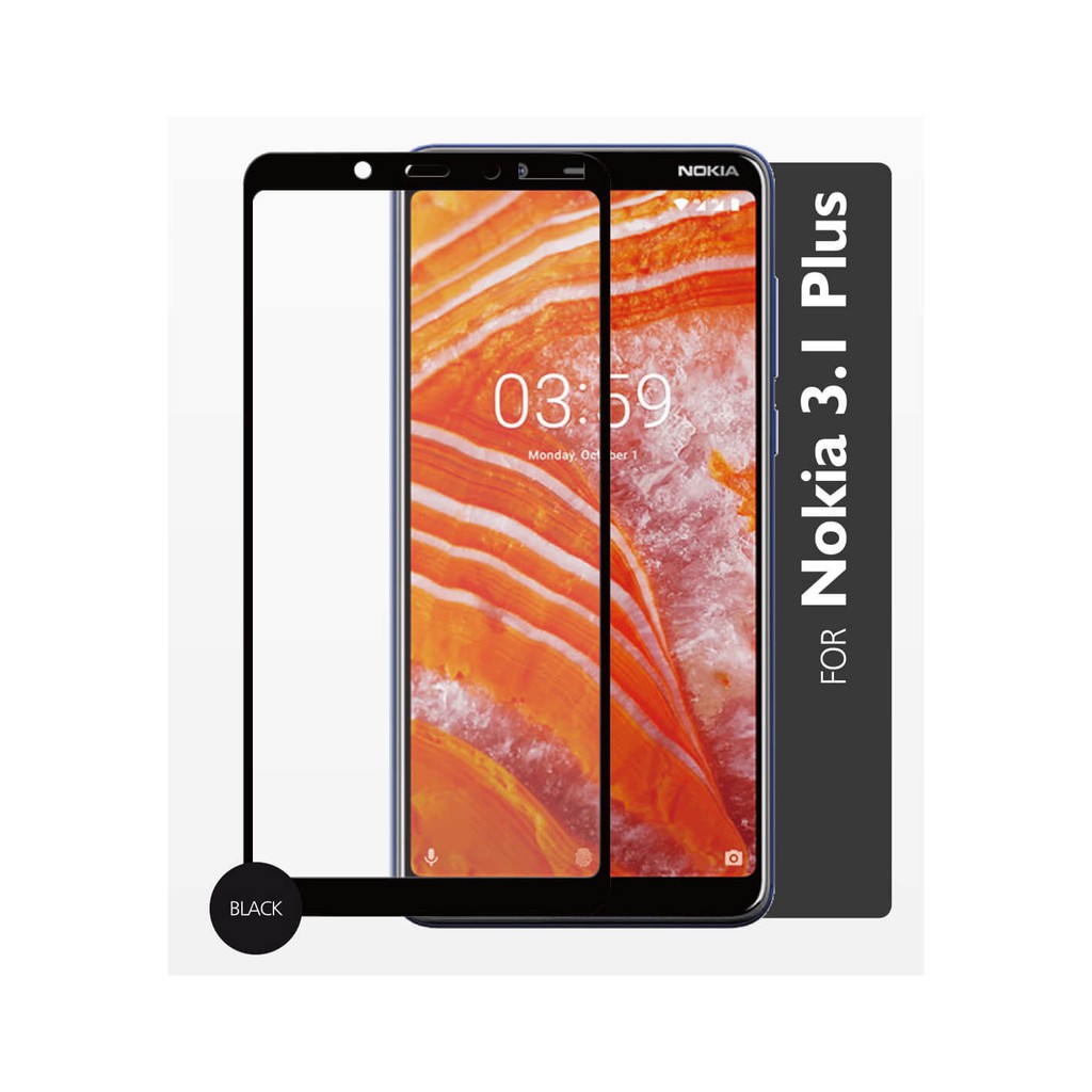 Kính cường lực Full Màn Nokia 3.1 Plus Đen