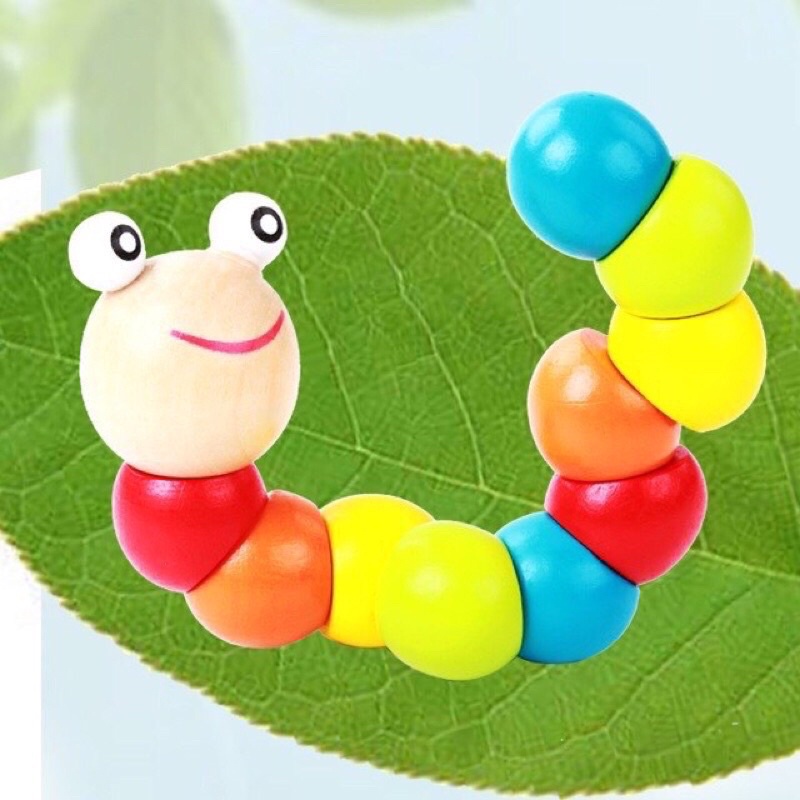Đồ Chơi Sâu Gỗ Uốn Dẻo Nhiều Màu Sắc Montessori