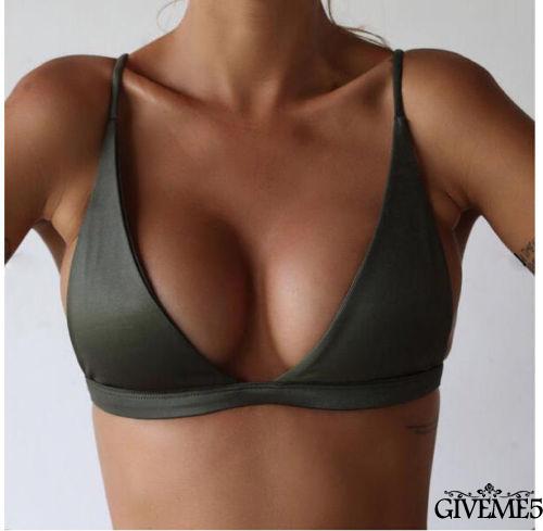 Phụ nữ mùa hè Màu rắn có dây đệm Áo ngực dây miễn phí, Khóa lưng tam giác Áo tắm