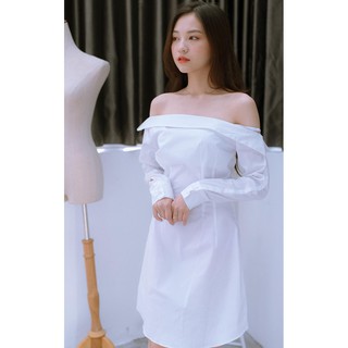 (ẢNH THẬT) Váy nữ - Đầm trắng tay dài trễ vai nữ siêu xinh