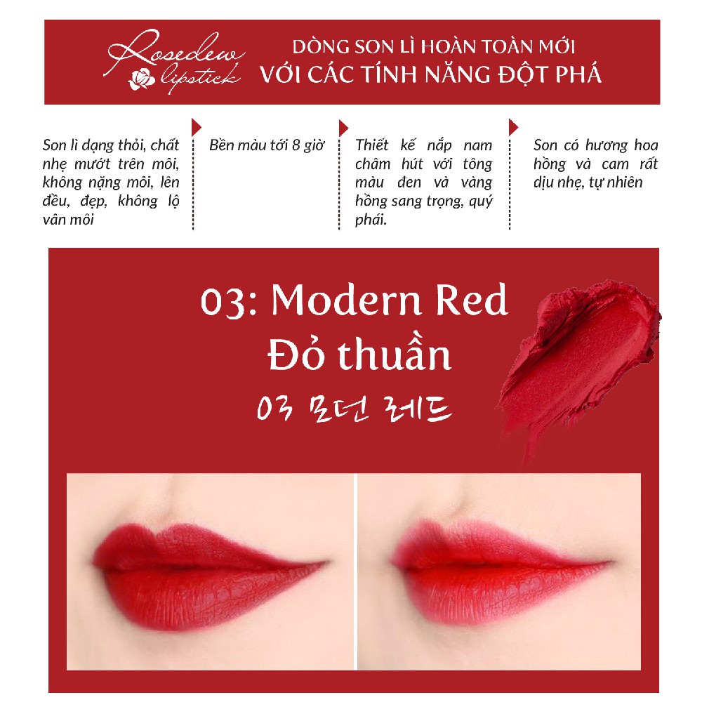 Son Lì Không Trôi BEAUSKIN Rosedew Matte Creamy Lipstick 03 3.5g - BMML0301210