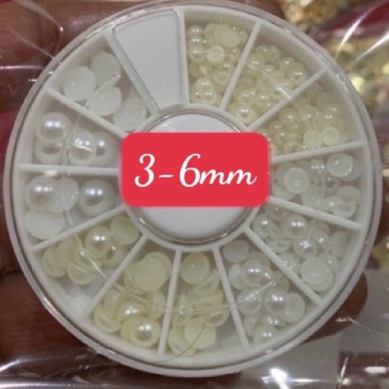 sét trai nhựa bảy màu mix sẵn hình bán nguyệt dùng trang trí móng tay và làm hoa bột