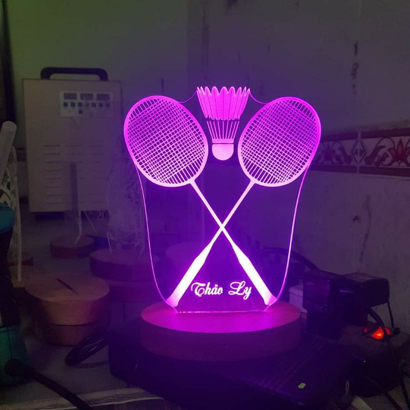 Đèn Led Vợt cầu lông- Quà tặng đèn ngủ, đèn trang trí, khắc tên theo yêu cầu