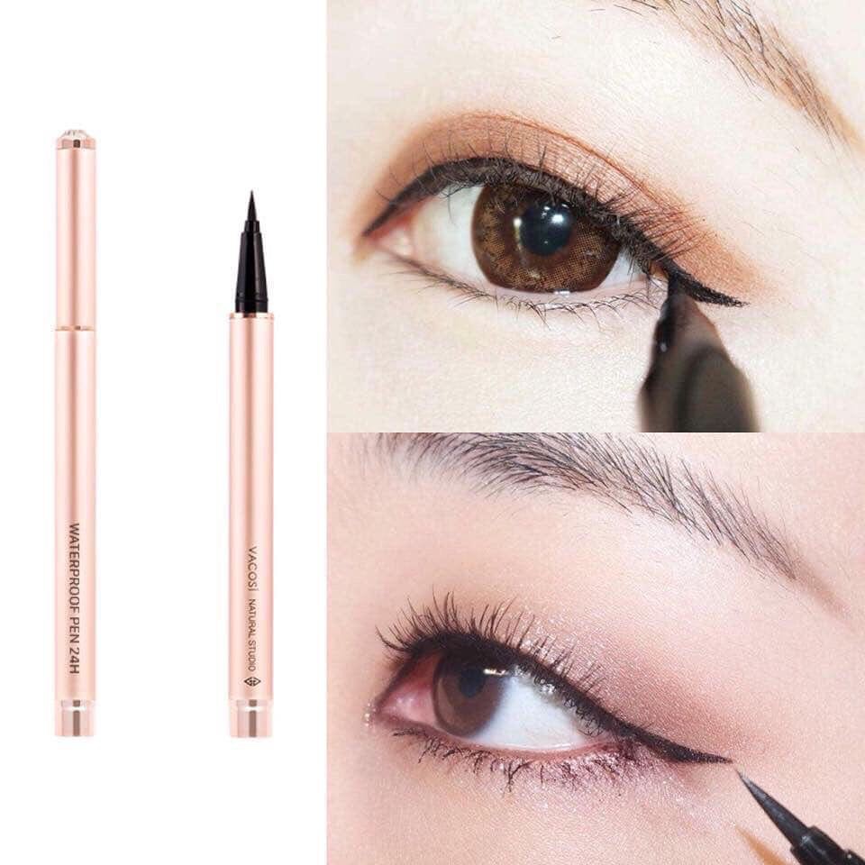 Kẻ Mắt Nước Đen Bóng Lâu Trôi Vacosi 24H Waterproof Pen 2g (Rose Gold)