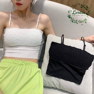 Áo bra hai dây rúm hai màu trắng/ đen