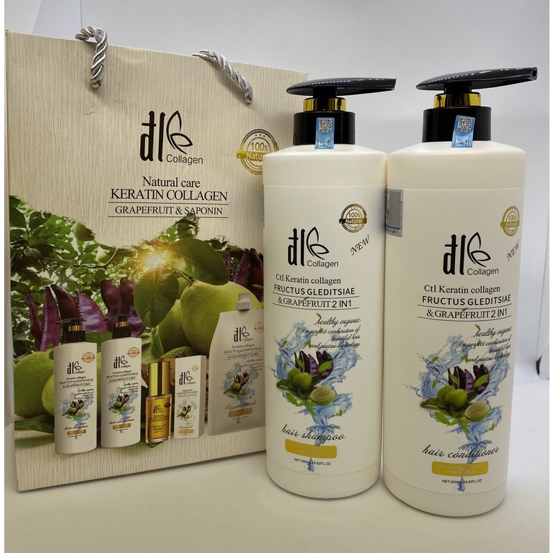 [HÀNG CÔNG TY]Dầu Gội Xả Bưởi Bồ Kết DL COLAGEN Ngăn Ngừa Rụng Tóc 850ML*2