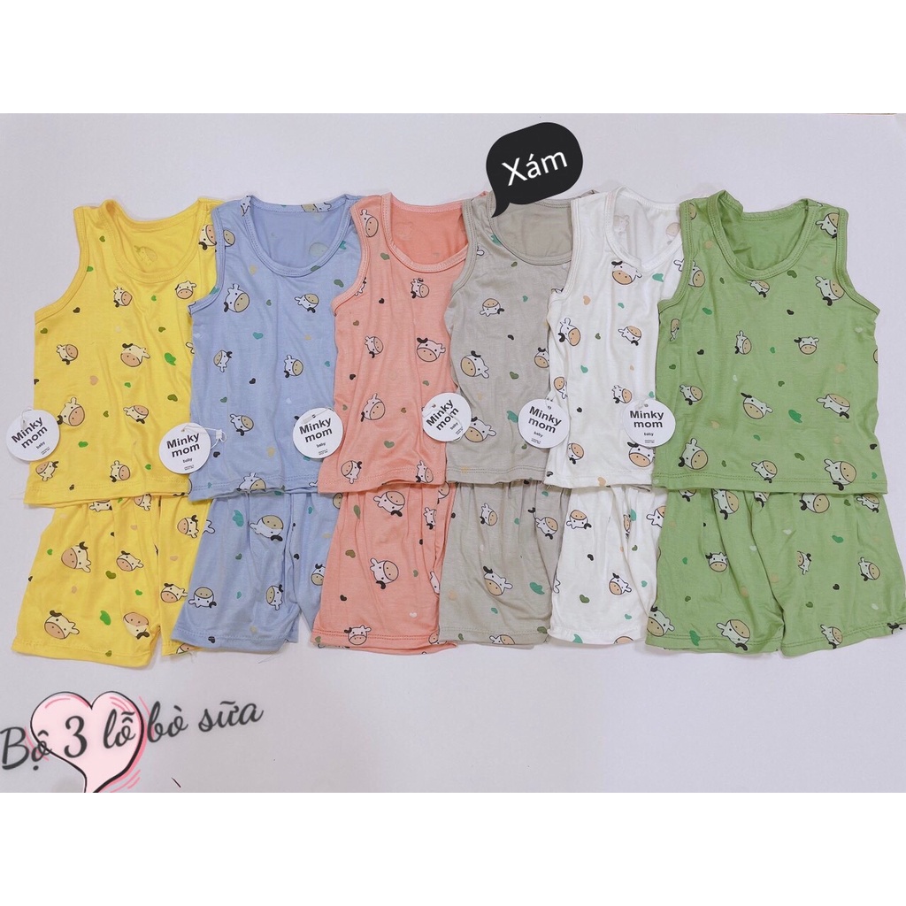 Bộ Ba Lỗ Bé Trai, Bé Gái Minky Mom Vải Thun Lạnh Hoạ Tiết Bò Sữa, Set 3 Lỗ Mặc Hè Cho Bé - AN.KID