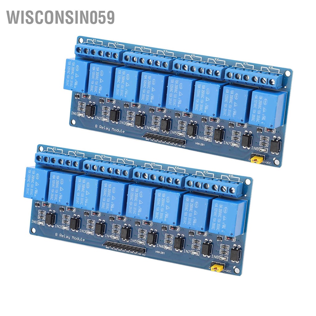 Wisconsin059 Mô-đun chuyển tiếp 2 cái 8 kênh Bộ cách ly bảng mạch Optocoupler PLC Phụ kiện cho PIC AVR 51