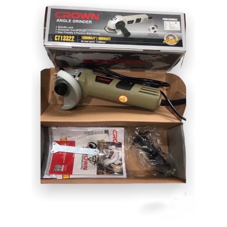 Máy Mài Góc, Máy Cắt Cầm Tay, Máy Cắt Thân Ngắn 100mm - 600W Crown CT13322 - HÀNG CHÍNH HÃNG