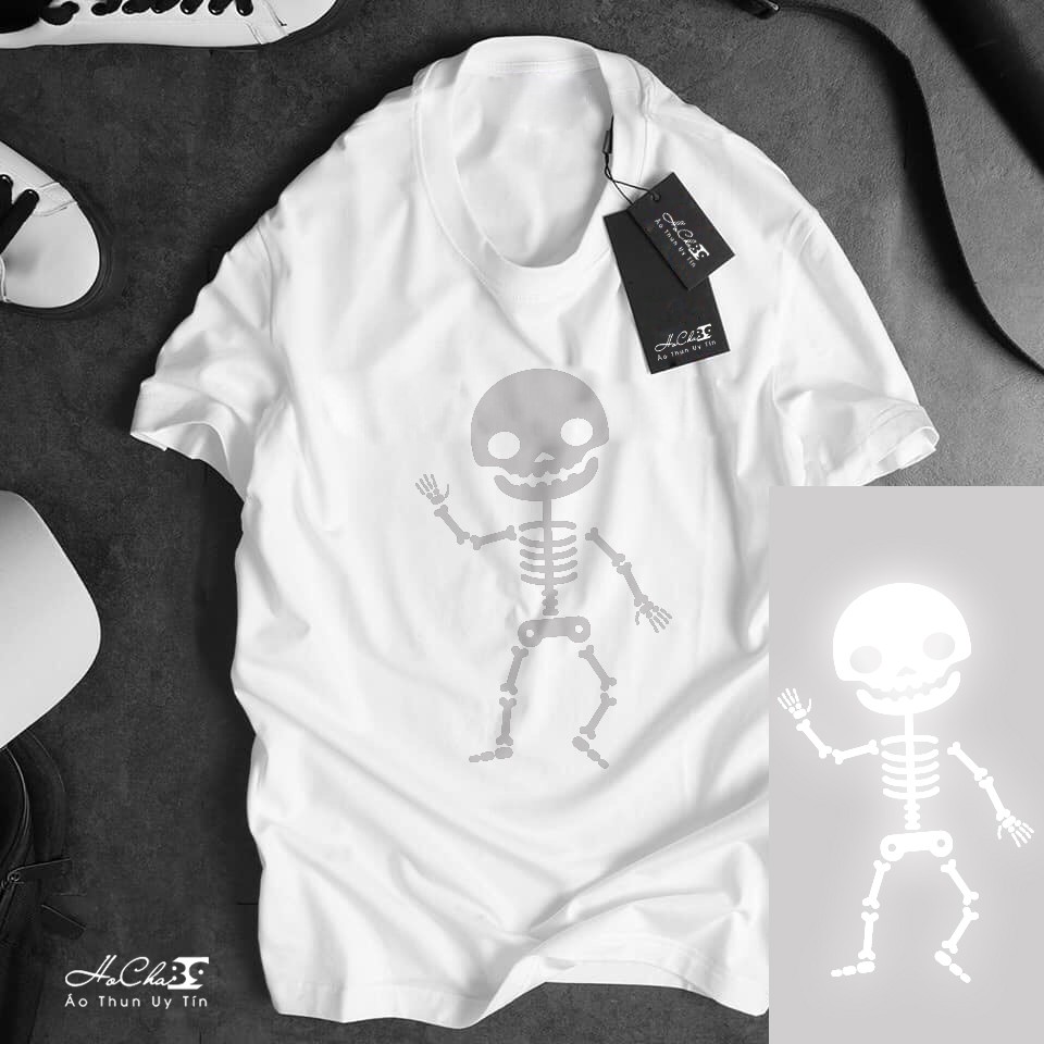 Áo thun Bộ Xương Halloween - Phản Quang - Cotton 4C 65% Siêu mát