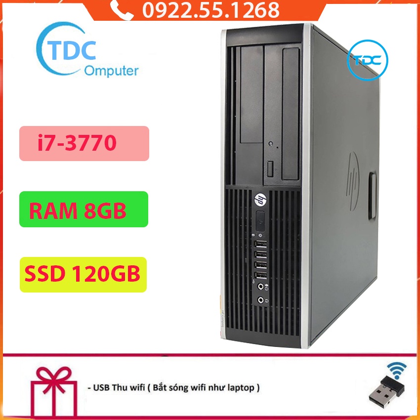 Case máy tính để bàn HP Compaq 6300 SFF CPU i7-3770 Ram 8GB SSD 120GB Tặng USB thu Wifi, Bảo hành 12 tháng