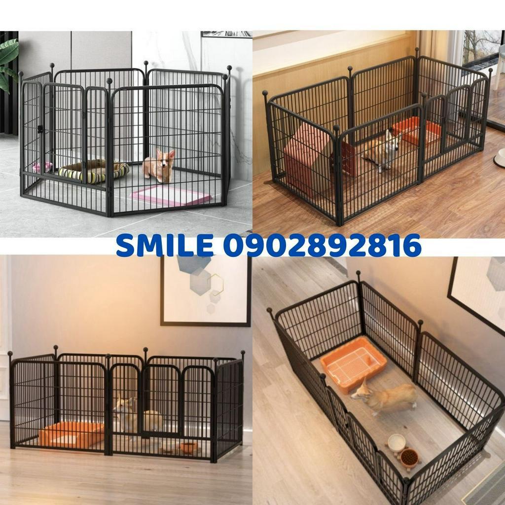 (CÓ BỎ SỈ) Chuồng Quây Chó Size Lớn - Nan Ống sắt sơn tĩnh điện - Gồm 6 tấm ghép kích thước 90x100cm đen,trắng