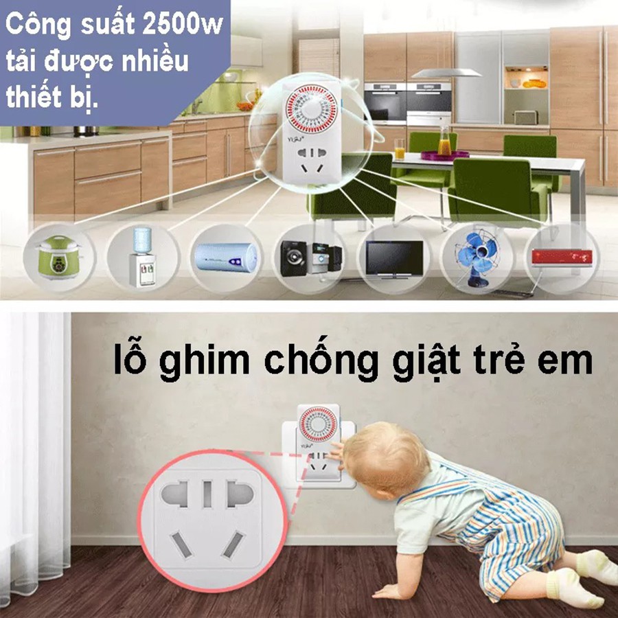 Ổ Cắm Hẹn giờ Chỉnh Cơ 2500W Siêu bền TW960