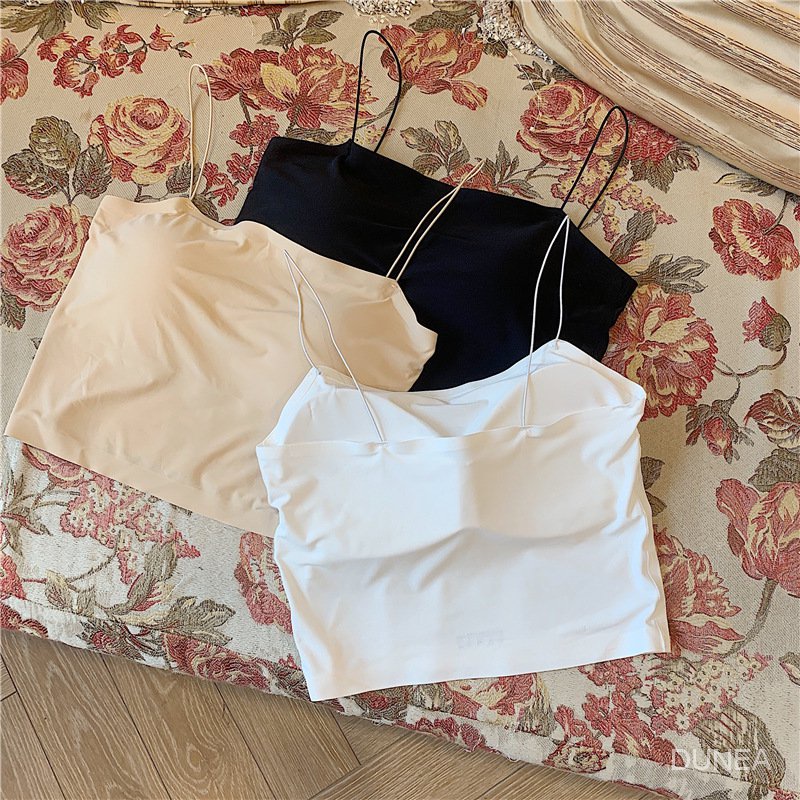DUNEA Áo Hai Dây Không Đường May Có Mút Đệm Ngực Thiết Kế Mới Thời Trang Dành Cho Nữ