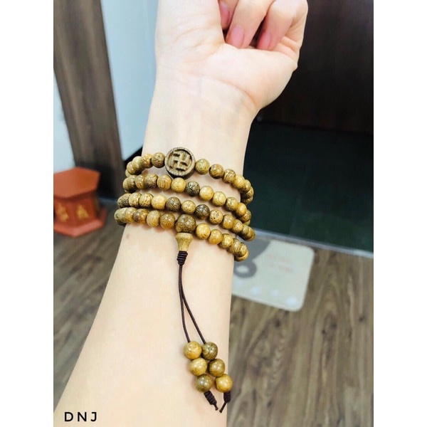 vòng tay trầm tốc mix chữ vạn 108 hạt bình an may mắn tài lộc