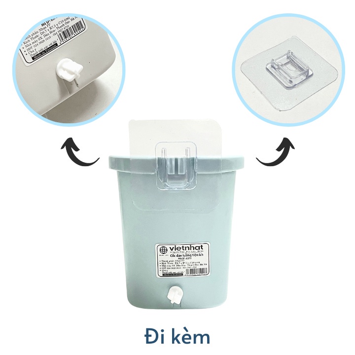 Cốc đựng bàn chải kem đánh răng dán tường đa năng có lỗ thoát nước