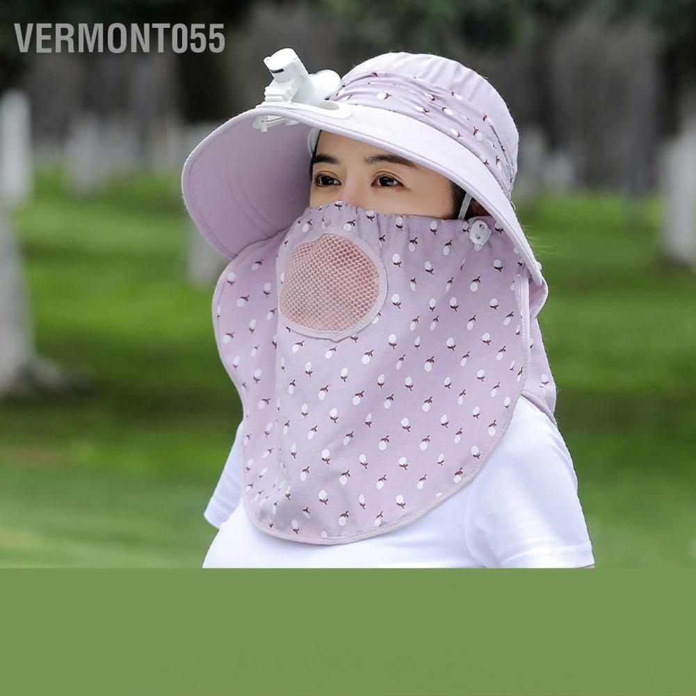 Vermont055 Mũ che nắng rộng vành có thể sạc lại thoáng khí để đi xe đạp cắm trại