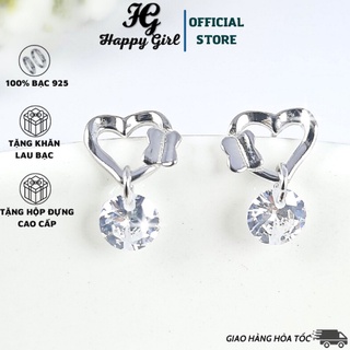 Khuyên tai bạc nữ, bông tai nữ cá tính hình trái tim Heart Earrings - Happy girl