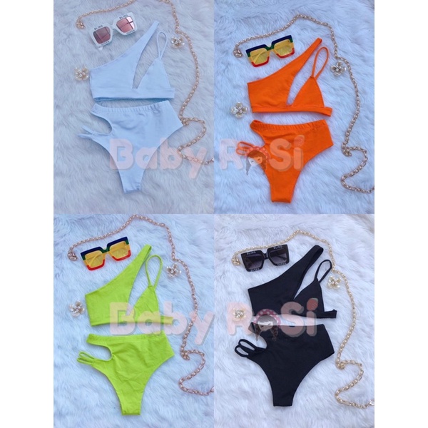 set bikini chéo dây sẻ hông cho bé