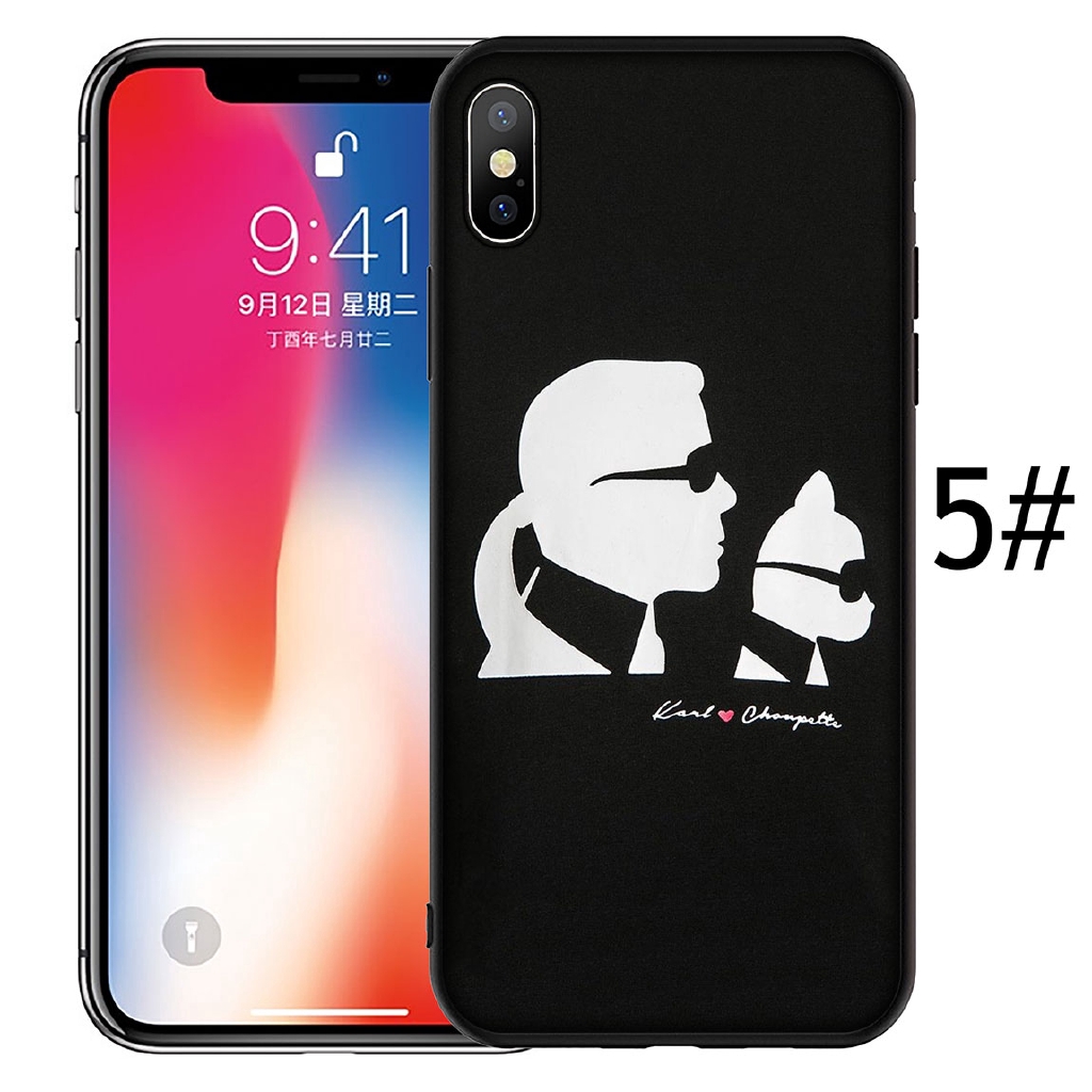 Ốp điện thoại dẻo in hình Karl Lagerfeld cho iPhone XR XS Max 6S 7 8 Plus 5S