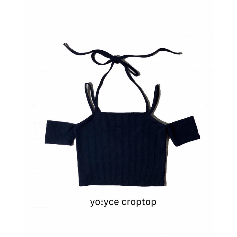 Áo YO:YCE Croptop HÀNG THIẾT KẾ hai dây có tay ngắn, form ôm tôn dáng, vải dày cao cấp cực đẹp (hình thật shop tự chụp)