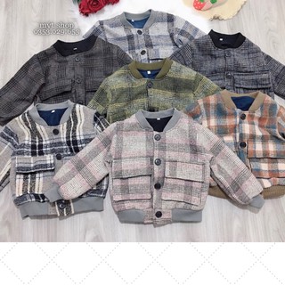 Áo khoác dạ bomber tay phối len ấm áp cho bé trai/gái