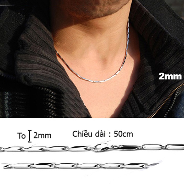 Dây chuyền nam inox hỏa tiễn 2mm trơn thép không gỉ