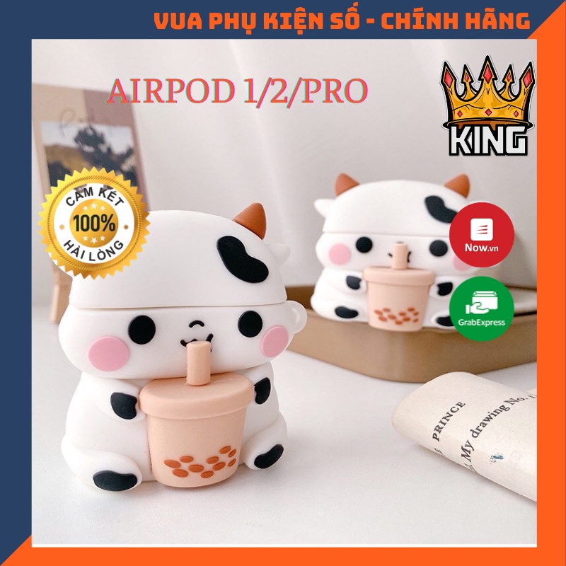 Vỏ bảo vệ bao đựng tai nghe ✔️ case airpod 1 2 Pro ✔️ Bò sữa