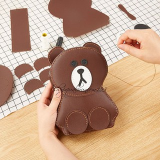Bộ nguyên liệu DIY túi handmade đeo chéo hình gấu brown dễ thương quà tặng tết