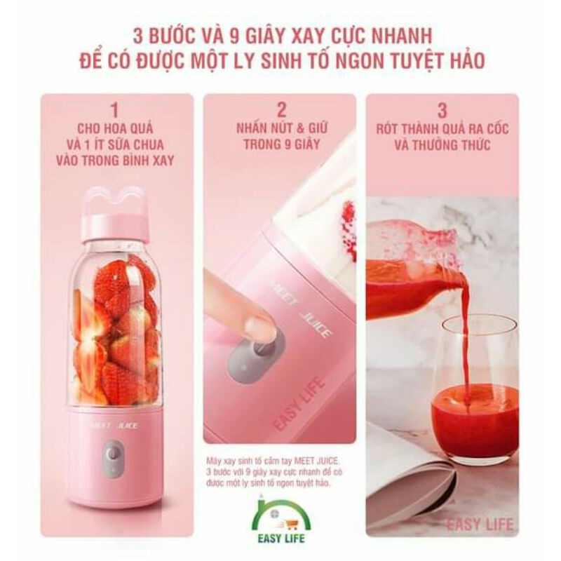 🍄 [ HÀNG CHUẨN] Máy xay sinh tố cầm tay mini Meet juice/ Máy xay hoa quả siêu ngon cần thiết cho mùa hè này