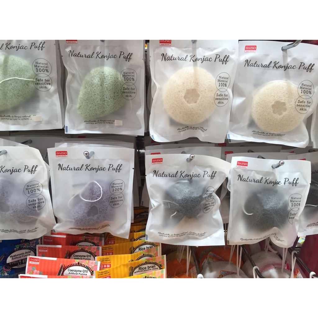 Bông rửa mặt Konjac Japan Daiso Nhật Bản