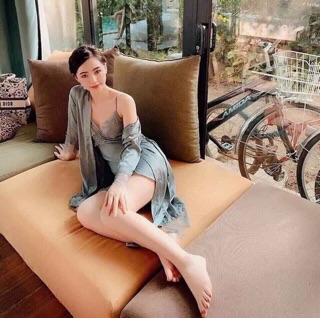 Set váy ngủ kèm áo choàng lụa satin cao cấp