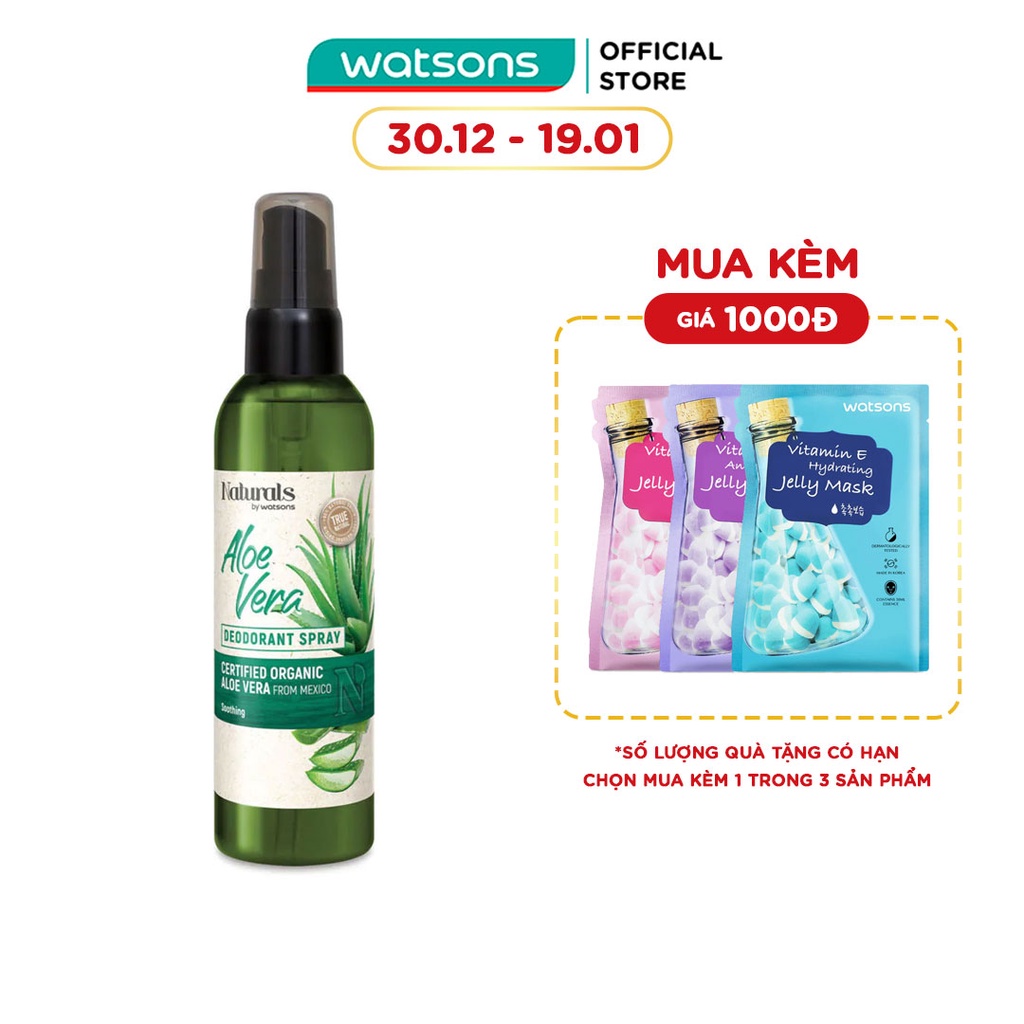 Xịt Khử Mùi Naturals By Watsons True Natural Aloe Vera Chiết Xuất Lô Hội 120ml