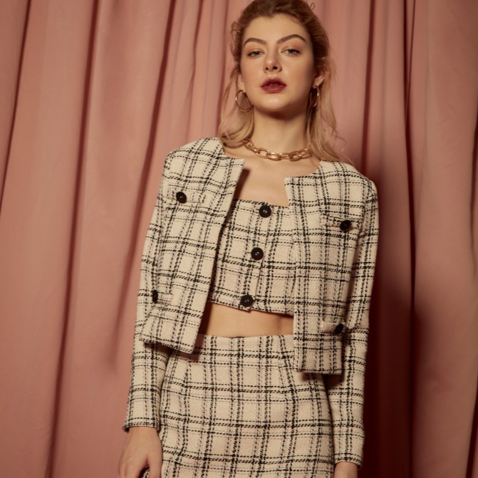 COCO SIN - Áo Khoác Tweed Caro | BigBuy360 - bigbuy360.vn