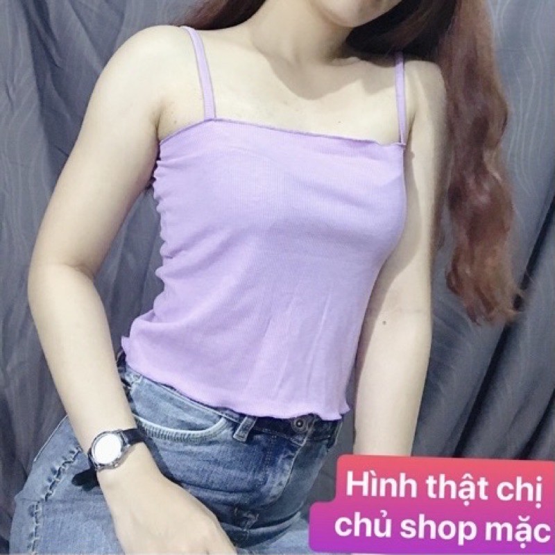 Áo hai dây croptop kiểu 2 dây cuốn biên LIKANO CRT39 | BigBuy360 - bigbuy360.vn