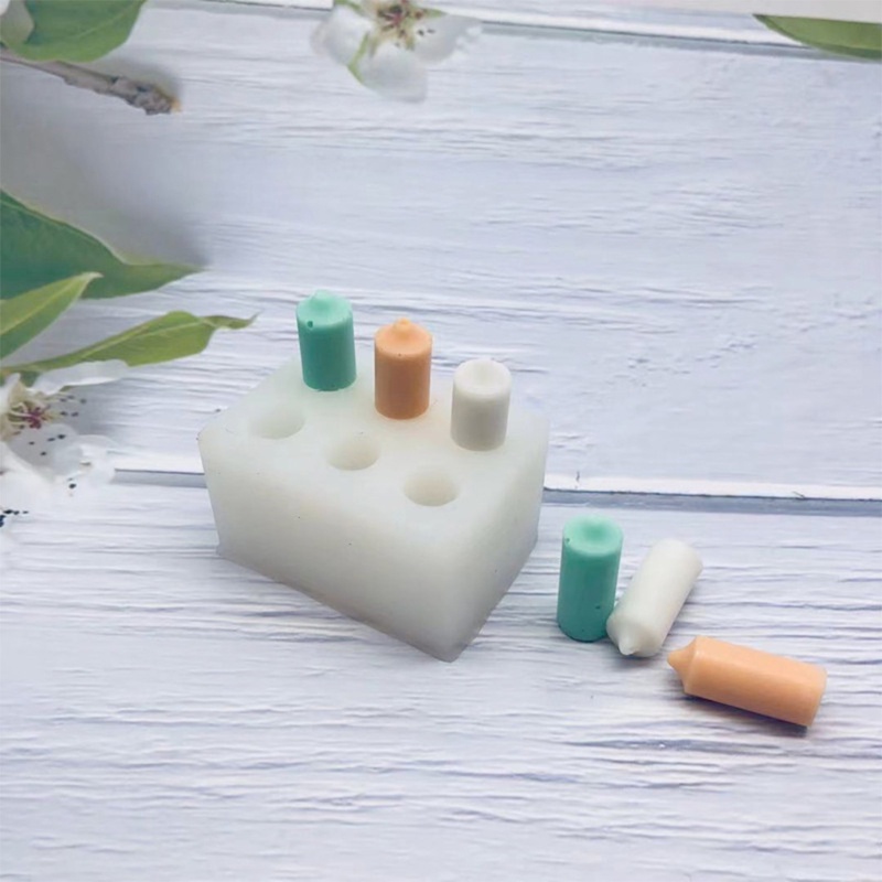 Khuôn silicone làm nến/xà phòng 6 ô hình trụ đơn giản