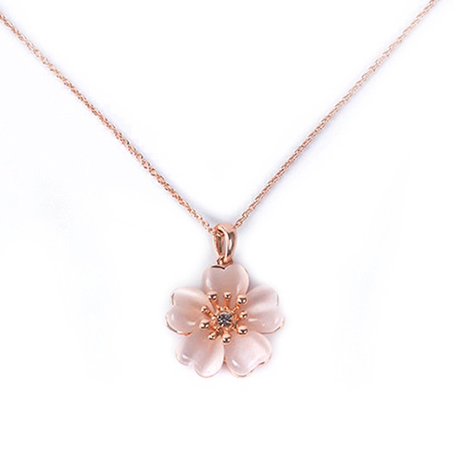 Bộ dây chuyền và đôi khuyên tai mặt hình hoa thanh lịch quý phái cho nữ