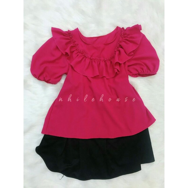 Set áo đũi tay phồng chân váy giả quần có lót | BigBuy360 - bigbuy360.vn