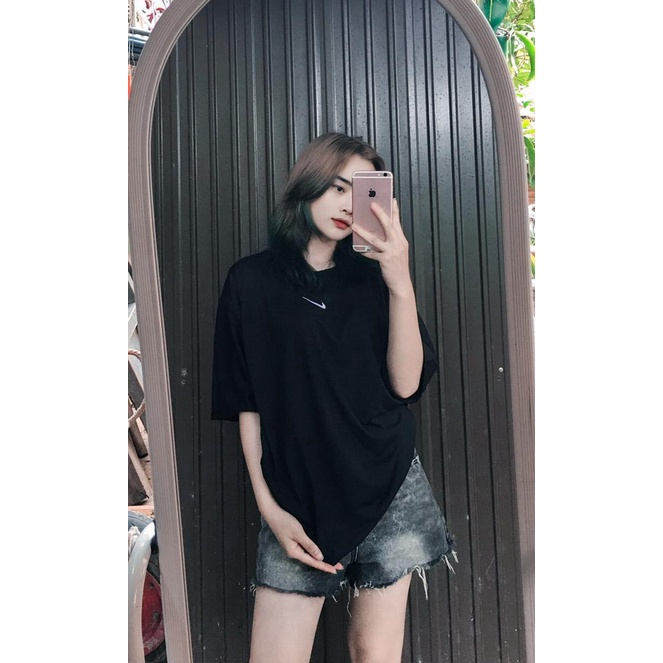Áo thun form rộng họa tiết NI vaey thêu 2 màu dễ phối đồ/ Áo thun tay lỡ nam nữ cổ tròn mặc 4 mùa_xuongmaythuhien